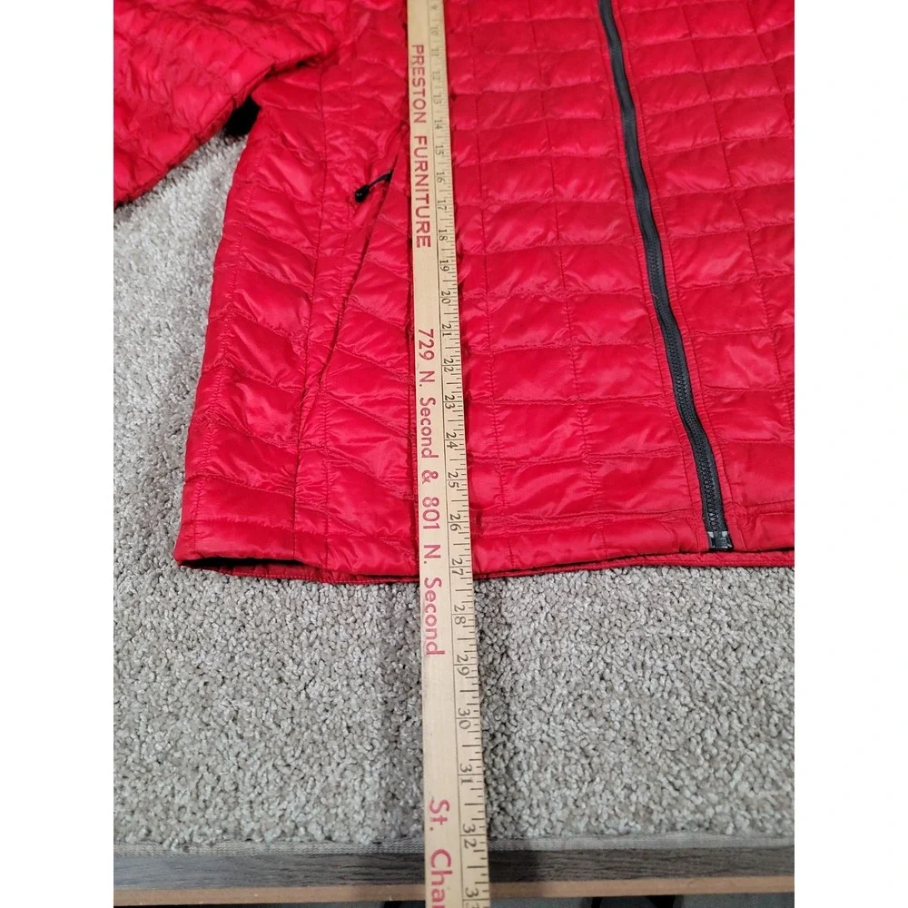 The North Face Thermoball Jacket Hoody Medium Red Quilted Puffer Mens Full Zip